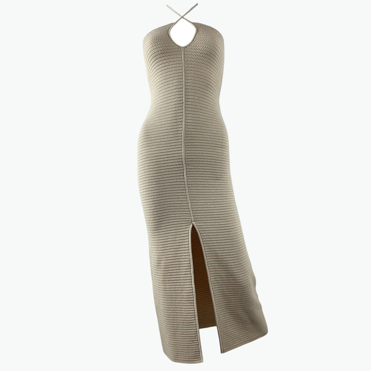Shona Joy 'Eve' Beige Viscose Keyhole Midi Dress Size S