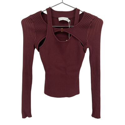 Simkhai Ribbed Mahogany Seraphina Top Size XS