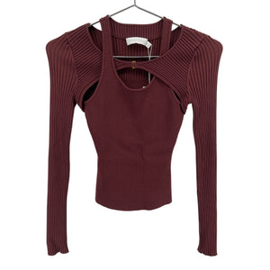 Simkhai Ribbed Mahogany Seraphina Top Size XS