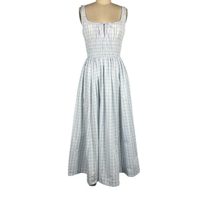 Dôen Smocked Marjorie Gingham Quilla Size XS Cotton Dress NWT