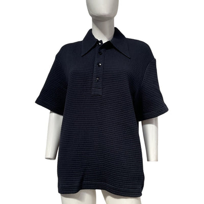 Tibi Quilted Waffle Blue Polo Tunic Size XXS