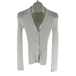 Helmut Lang Slim White Linear Rib Top Size XS