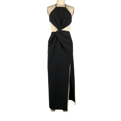 Ronny Kobo Sleek Black Sero Twist Front Midi Dress Size S