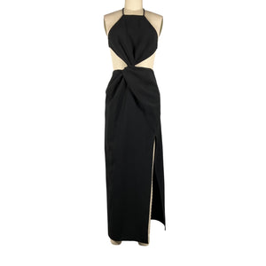 Ronny Kobo Sleek Black Sero Twist Front Midi Dress Size S