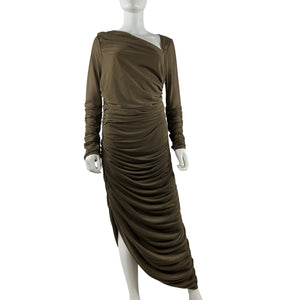 Lpa Ruched Dusty Olive Elena Dress Size L
