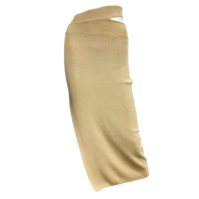 Michael Costello Chic Beige Cutout Knit Midi Skirt Size S