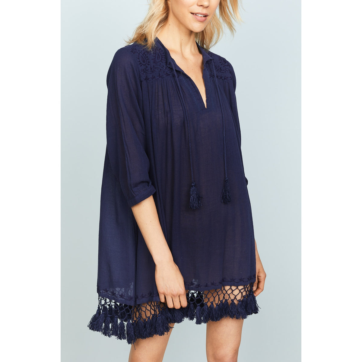 Roller Rabbit Lucknow Blue Cotton Serafina Tunic Size L