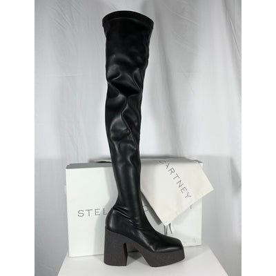 Stella Mccartney Sleek Black Thigh High Platform Boots Size EU 39 / US 9