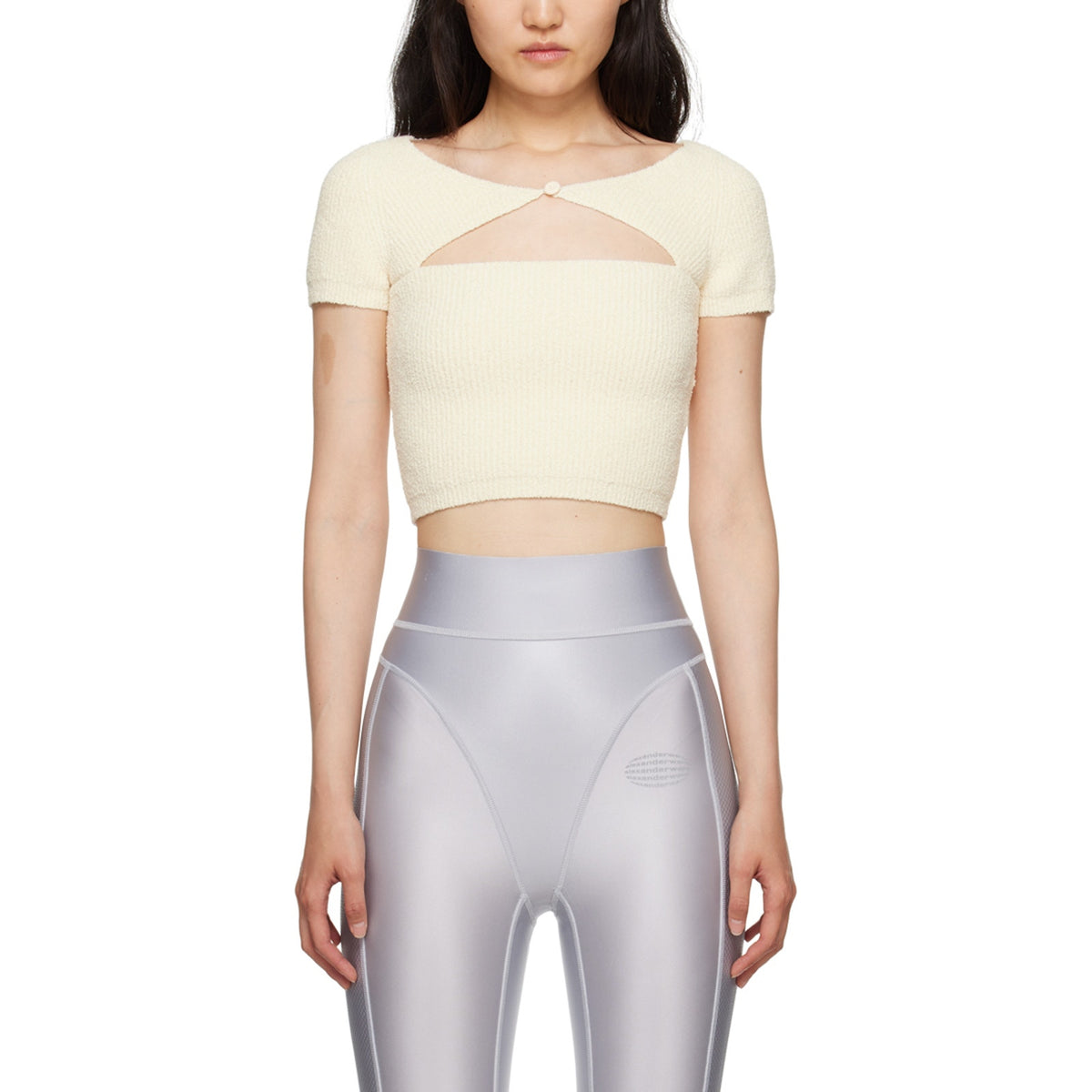 Alexanderwang.T Textured Beige Cutout Knit T-Shirt Size XS