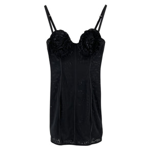 Fleur Du Mal Floral Black Rose Cup Dress Size S NWT