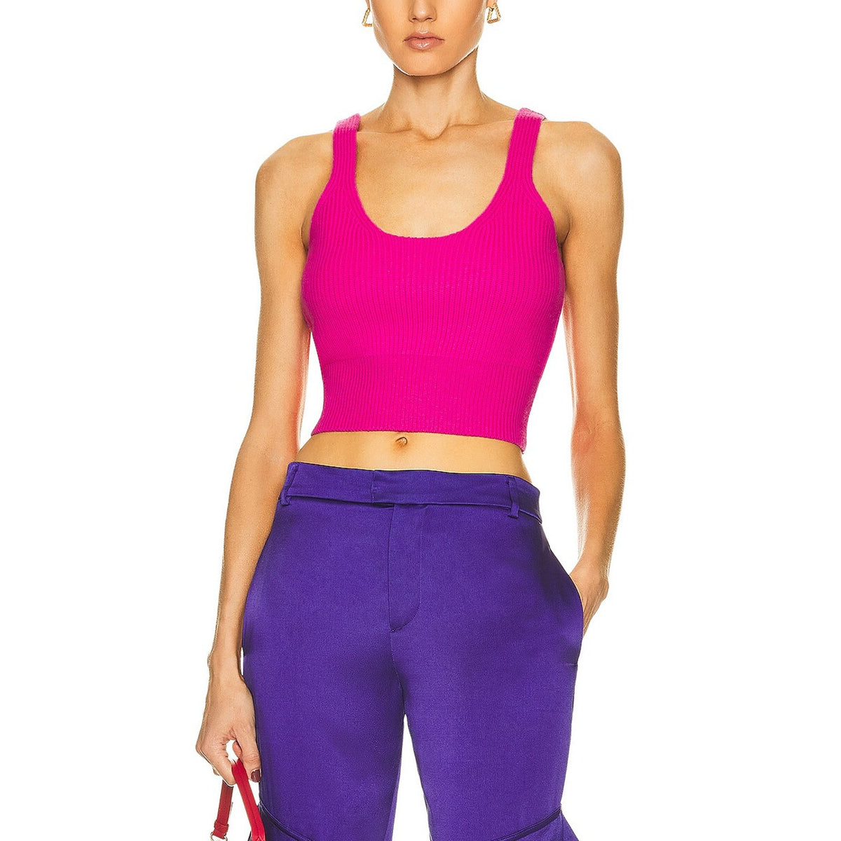 Alexander Wang Ribbed Pink Hottie Scoop Neck Tank Top Size M