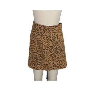 Mother Bold Brown Leopard Side Splitter Mini Skirt Size 28