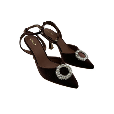 Alohas Velvet Brown Cinderella Pumps Size 41