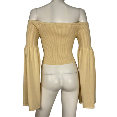 Lpa Ribbed Beige Nalle Off Shoulder Top Size XL