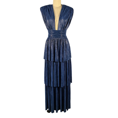 Sabina Musayev Pleated Blue Judith Gown Size L
