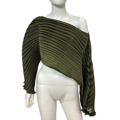 Aiifos Pleated Army Green Sonya Blouse Size XS