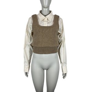 Astr The Label Classic Brown Combo Guinevere Layered Sweater Size L