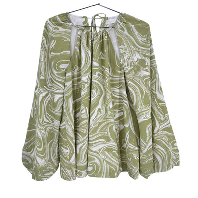 Simkhai Printed Green Tia Tie Neck Blouse Size M