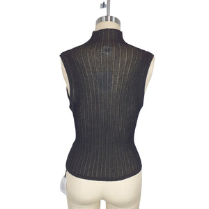 Helsa Ribbed Black Molly Sleeveless Top Size L