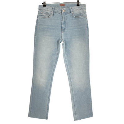 Mother Classic Blue The Mid Rise Dazzler Crop Fray Denim Jeans Size 29