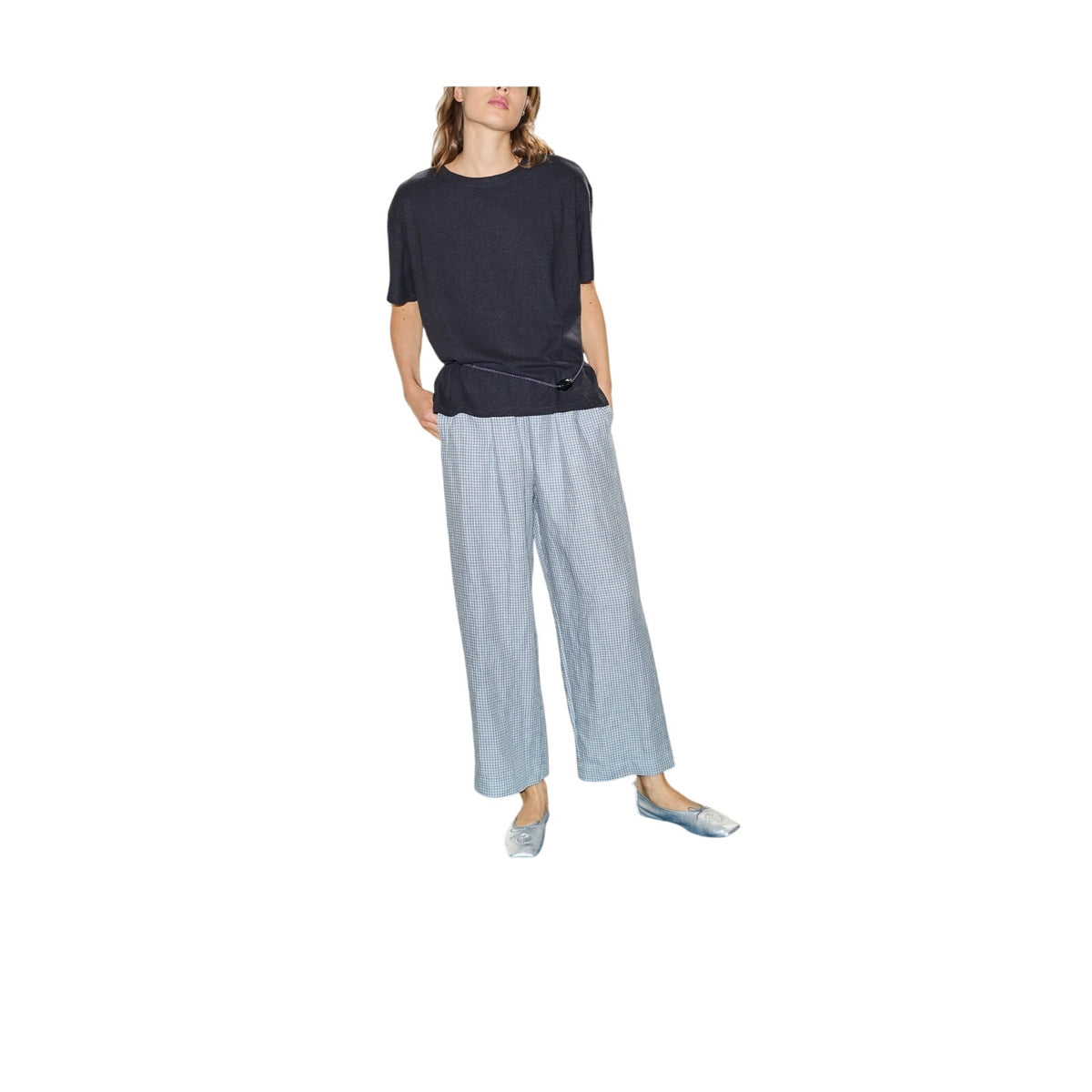 Deiji Studios 'The Ease' Blue Linen Trouser Size S - NWT