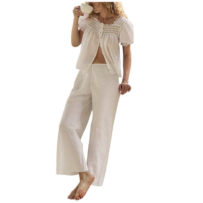 Dôen Relaxed White Lavon Linen Pants Size S