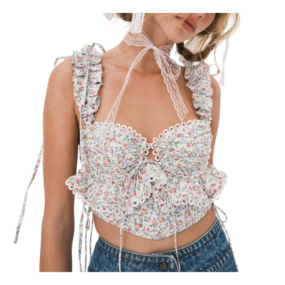 For Love & Lemons Floral Multicolor Gaia Crop Top Size XS