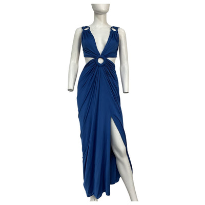 Michael Costello Draped Blue Sapphire Dress Size M