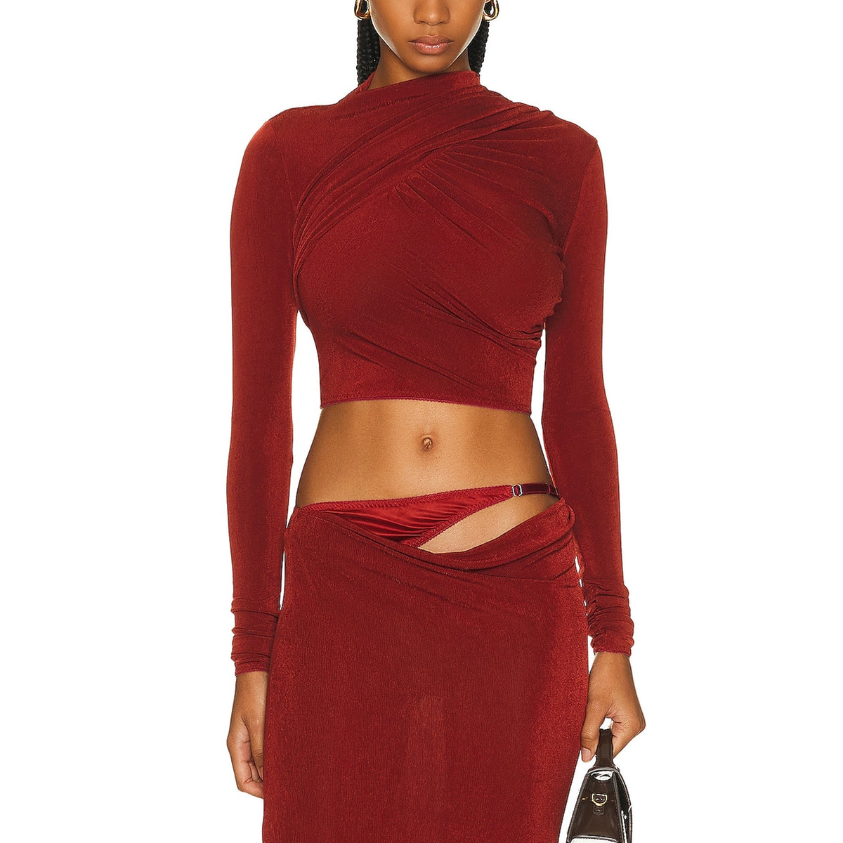 Anna October Draped Red Novel Top Size M