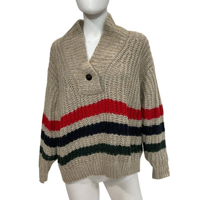 Thisisthegreat Cozy Oatmeal Striped Henley Sweater Size 1
