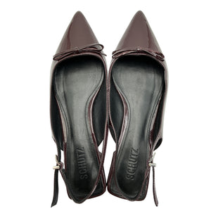 Schutz Glossy Burgundy Violetta Sculpt Slingback Flats Size 8.5 B