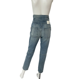 Jonathan Simkhai 'Henley' Blue Cotton Tie-Waist Zuma Light Strai Pant Size 26