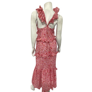 Misa Los Angeles Ruffled Pink Animal Floral Morrison Dress Size S