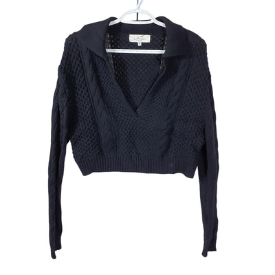 L'Academie Cableknit Black Miles Pullover Size XXS Sweater
