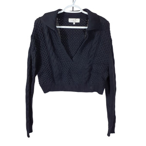 L'Academie Cableknit Black Miles Pullover Size XXS Sweater
