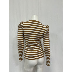Veronica Beard 'Dekalb' White Cotton Ribbed V Neck Top Size XS