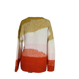 Joie Colorblock Tigerlily Multi Red Angelisa Crewneck Size XS Sweater NWT