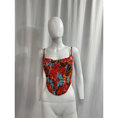 Miaou V Corset Pink Crepe Top Size XS