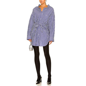 Balenciaga Striped Blue White Knotted Shirt Dress Size 4