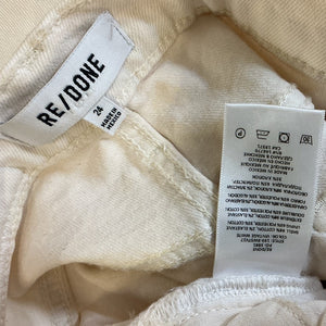Re/Done Classic Ivory 70s High-Rise Stove Pipe Denim Jeans Size 24