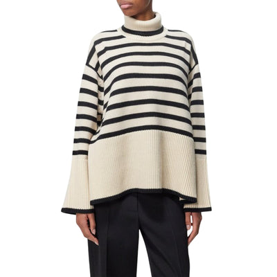 Toteme Chunky Multicolor Signature Stripe Size XXS Wool Blend Sweater
