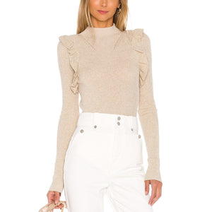 Majorelle Ruffled Beige Annie Sweater Size XS