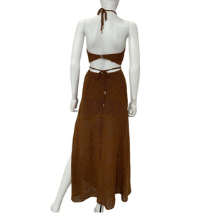 Simkhai Crochet Coffee Georgiana Dress Size XS