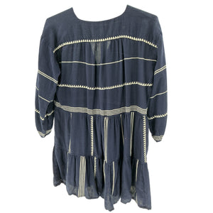Lemlem Striped Blue Nunu Popover Dress Size S