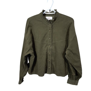 Xirena Ruffled Green Olive Hayes Size L Shirt