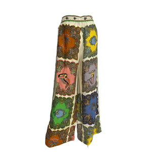 Alemais Patchwork-Printed Wide-Leg Linen Multi Trippy Troppo Pants Size 8 Uk (4 Us)