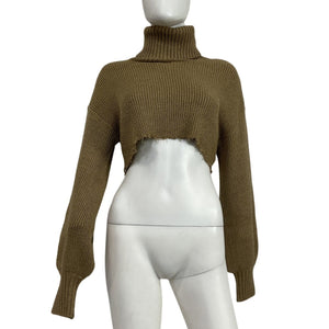 L'Academie Ribbed Tan Lucia Turtleneck Sweater Size XS
