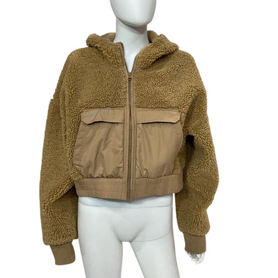 Pinko Cozy Beige Hooded Bomber Jacket Size S