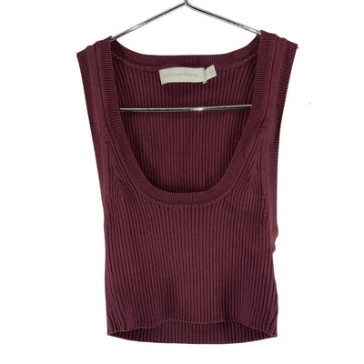 Simkhai Ribbed Burgundy Sashi Tank Top Size S