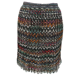Missoni Metallic Green Chevron Knit Mini Skirt Size IT 42 / US 6